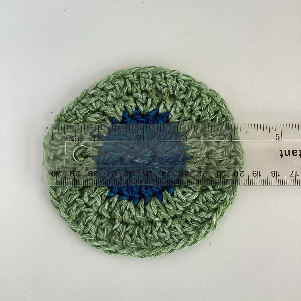 Doily Coaster Set Hand Crafted Green Boho Blue Bar Cart Accessory